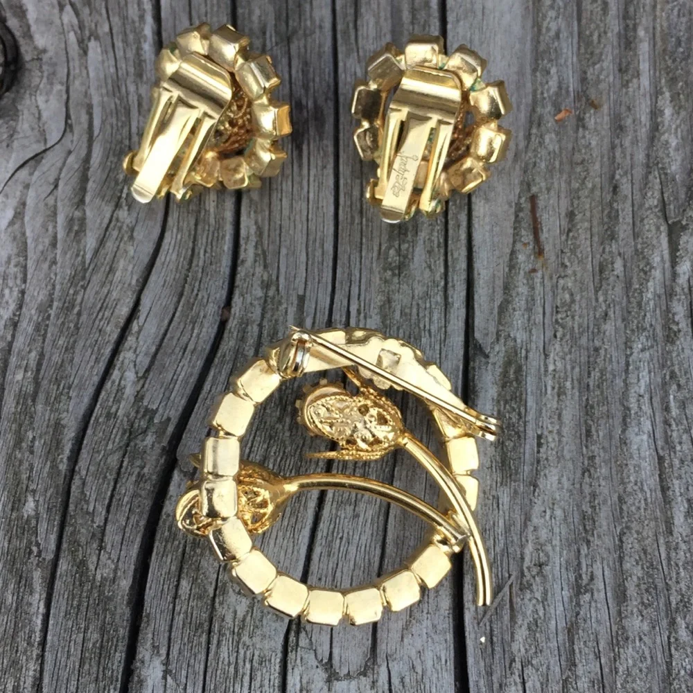 Vintage Judy Lee Amber Wreath Earring/Brooch Set! EUC! - Picture 3 of 10